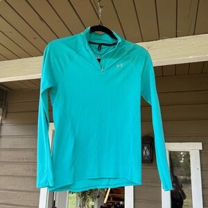 Under Armour - Long Sleeve Quarter-Zip Pullover - Turquoise- Small